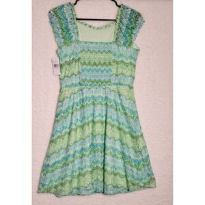 Knit Works NWT Girls Dress‎ Lining Sz 16 Multi Color Blue Green Sleeveless 0194